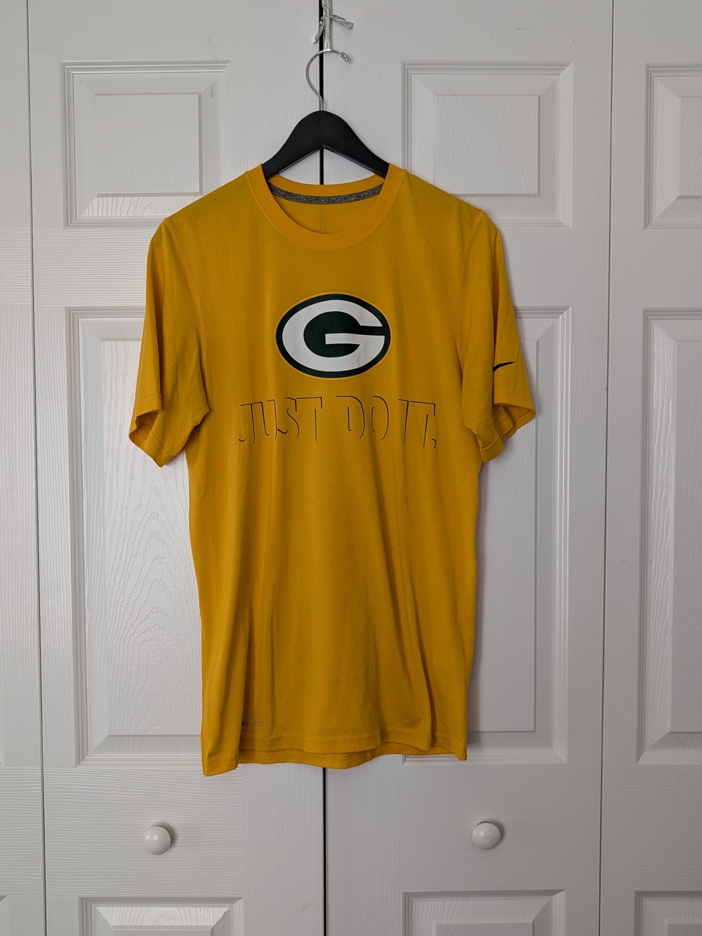 Nike Gold Green Bay Logo Short Sleeve Tee